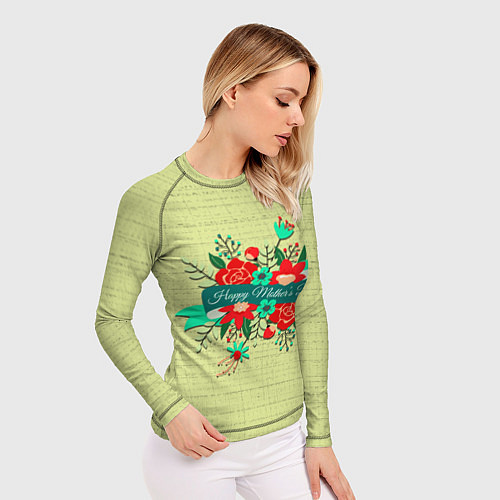 Женский рашгард Happy Mothers Day - букет / 3D-принт – фото 3