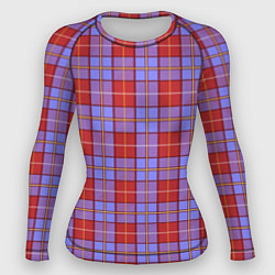 Рашгард женский Ткань Шотландка красно-синяя, цвет: 3D-принт