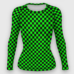 Рашгард женский Зелёная шахматка - паттерн, цвет: 3D-принт