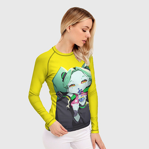 Женский рашгард Ребекка пьет коктель - Cyberpunk / 3D-принт – фото 3