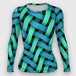 Рашгард женский Сине-зелёная плетёнка - оптическая иллюзия, цвет: 3D-принт