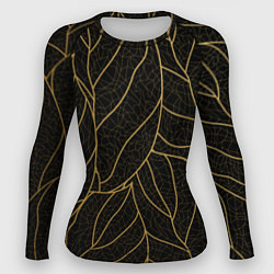 Рашгард женский Золотые листья градиент, цвет: 3D-принт