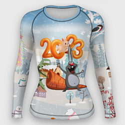 Рашгард женский Заяц с большой морковью, цвет: 3D-принт