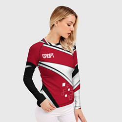 Рашгард женский Красно черная абстракция на белом спорт, цвет: 3D-принт — фото 2