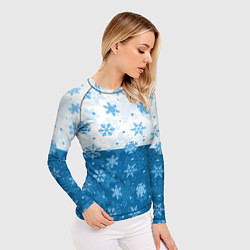 Рашгард женский Снежинки день - ночь, цвет: 3D-принт — фото 2