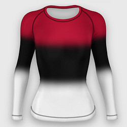 Рашгард женский Размытый полосатый узор черный красный белый, цвет: 3D-принт