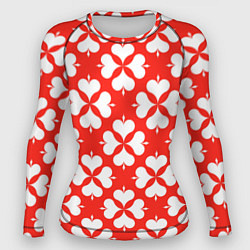 Рашгард женский Четырехлистный клевер красный, цвет: 3D-принт
