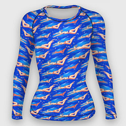 Рашгард женский Плывущие девушки на синем, цвет: 3D-принт