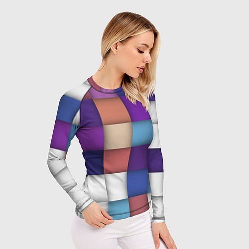 Женский рашгард Геометрическое множество разноцветных квадратов / 3D-принт – фото 3
