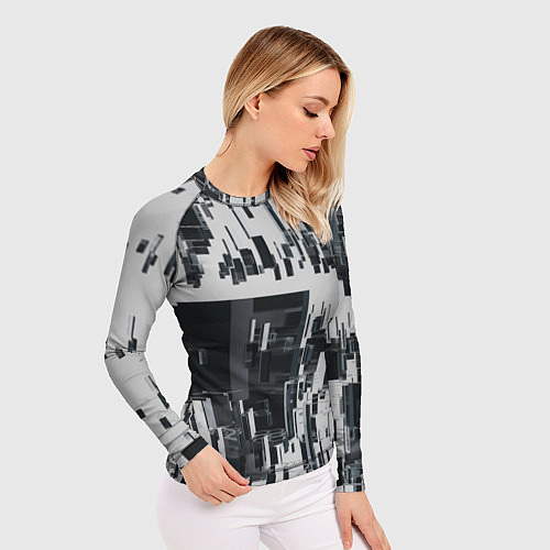 Женский рашгард Геометрическое множество объёмных чёрно-белых фигу / 3D-принт – фото 3