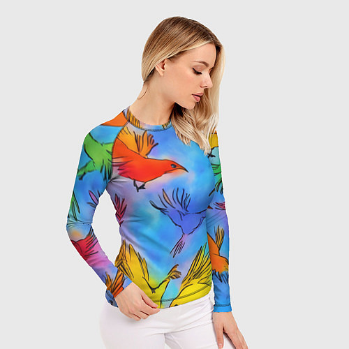 Женский рашгард Акварельные крылья / 3D-принт – фото 3