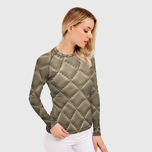 Женский рашгард Стёганая кожа - fashion texture / 3D-принт – фото 3