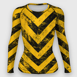 Рашгард женский WARNING - желто-черные полосы, цвет: 3D-принт