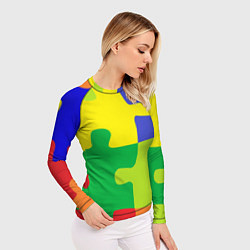 Рашгард женский Пазлы разноцветные, цвет: 3D-принт — фото 2