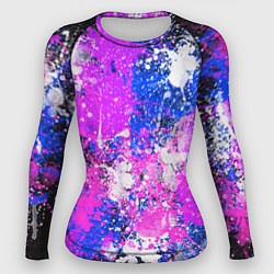 Рашгард женский Разбрызганная фиолетовая краска - темный фон, цвет: 3D-принт