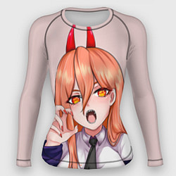 Рашгард женский Человек - бензопила Пауэр с рогами, цвет: 3D-принт