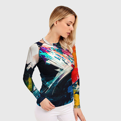 Женский рашгард Разноцветные мазки краски / 3D-принт – фото 3