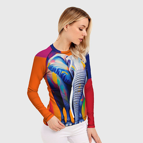 Женский рашгард Слон красочный / 3D-принт – фото 3