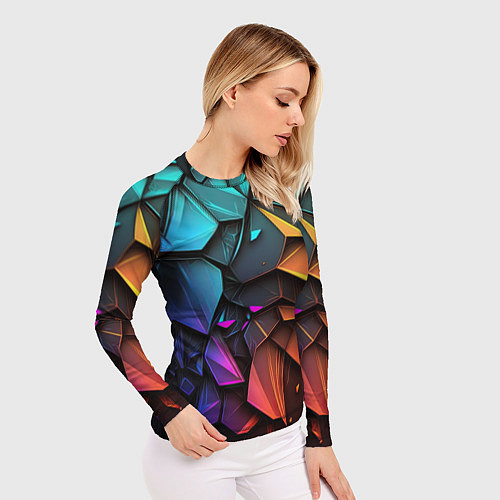 Женский рашгард Неоновая абстрактная чешуя дракона / 3D-принт – фото 3