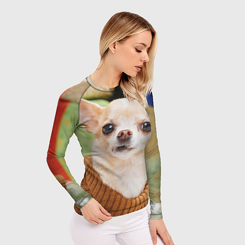 Женский рашгард Праздничный чихуахуа / 3D-принт – фото 3