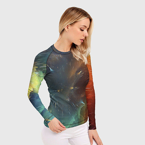 Женский рашгард Космический снегопад / 3D-принт – фото 3