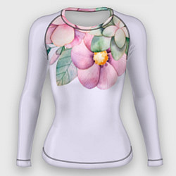 Рашгард женский Пастельные цветы акварелью - наверху, цвет: 3D-принт