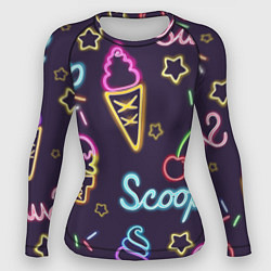 Рашгард женский Неоновые надписи sweet scoop, цвет: 3D-принт
