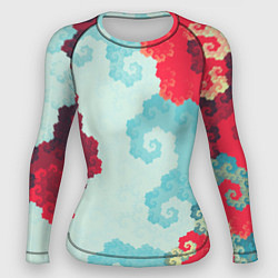 Рашгард женский Пиксельный цветочный паттерн, цвет: 3D-принт