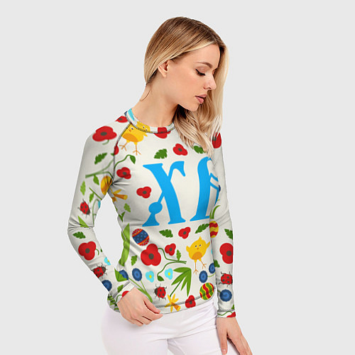 Женский рашгард ХВ с цветочным узором на Пасху / 3D-принт – фото 3