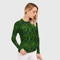 Рашгард женский Сочный узор из зеленой травки, цвет: 3D-принт — фото 2