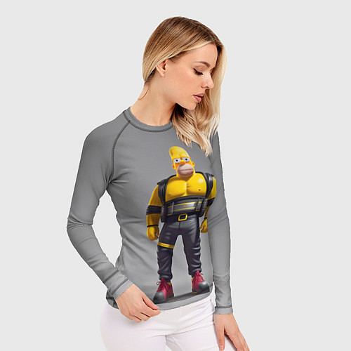 Женский рашгард Homer Simpson - ninja - neural network / 3D-принт – фото 3