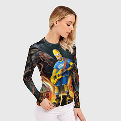 Рашгард женский Гомер Симпсон играет на гитаре, цвет: 3D-принт — фото 2