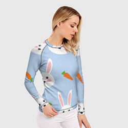 Рашгард женский Зайчики и морковки, цвет: 3D-принт — фото 2