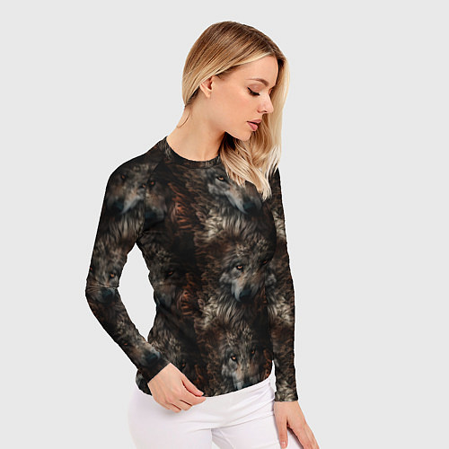 Женский рашгард Волки паттерн / 3D-принт – фото 3