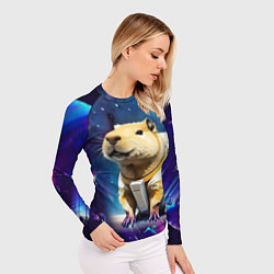 Рашгард женский Капибара-космонавт - нейросеть, цвет: 3D-принт — фото 2
