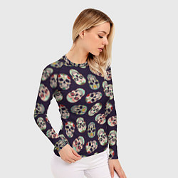 Рашгард женский Узор с черепами Pattern with skulls, цвет: 3D-принт — фото 2