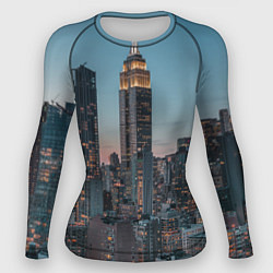 Рашгард женский Утренний город с небоскребами, цвет: 3D-принт