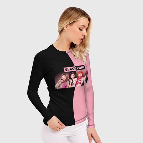 Женский рашгард Черно-розовый градиент Black Pink / 3D-принт – фото 3