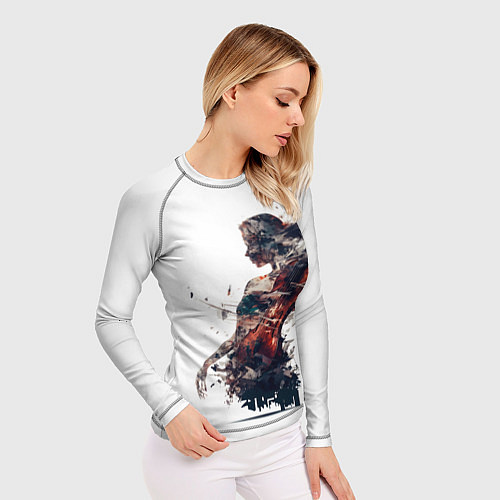 Женский рашгард Девушка со скрипкой абстракция / 3D-принт – фото 3