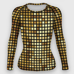Рашгард женский Золотая мозаика, поверхность диско шара, цвет: 3D-принт