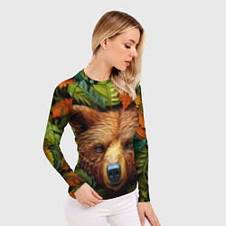 Рашгард женский Медведь в листьях, цвет: 3D-принт — фото 2