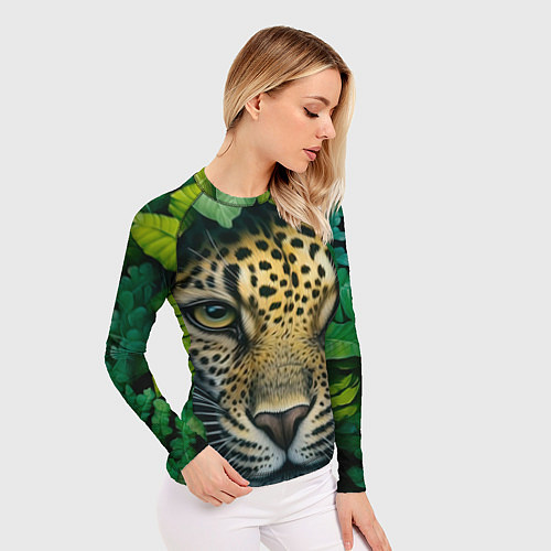 Женский рашгард Леопард в листьях / 3D-принт – фото 3
