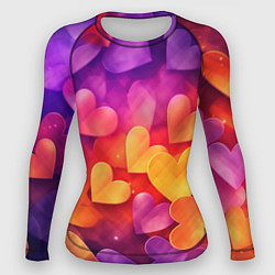 Рашгард женский Разноцветные сердечки, цвет: 3D-принт