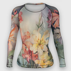 Рашгард женский Акварельные лилии, цвет: 3D-принт