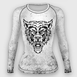 Рашгард женский Черно-белый разозленный волк, цвет: 3D-принт