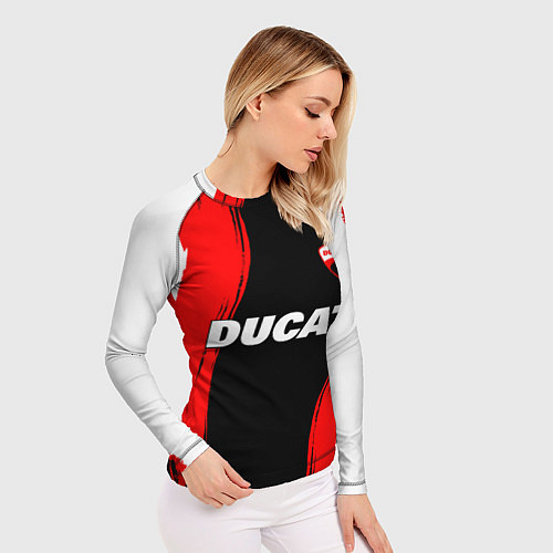 Женский рашгард Ducati moto - красные полосы / 3D-принт – фото 3