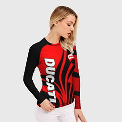 Рашгард женский Ducati - red stripes, цвет: 3D-принт — фото 2