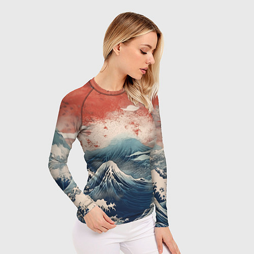 Женский рашгард Японское море в ретро стиле / 3D-принт – фото 3