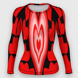 Рашгард женский Сердечки с красными узорами, цвет: 3D-принт