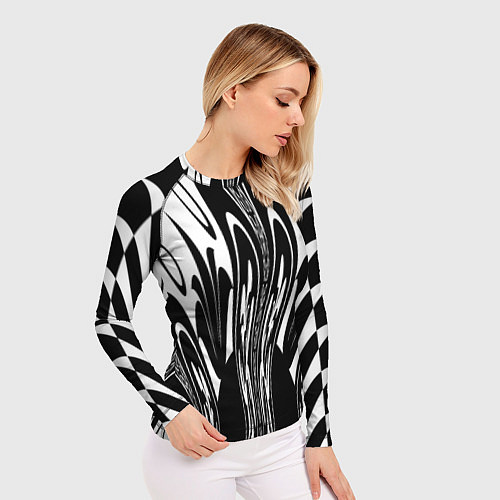 Женский рашгард Черные завихрения / 3D-принт – фото 3